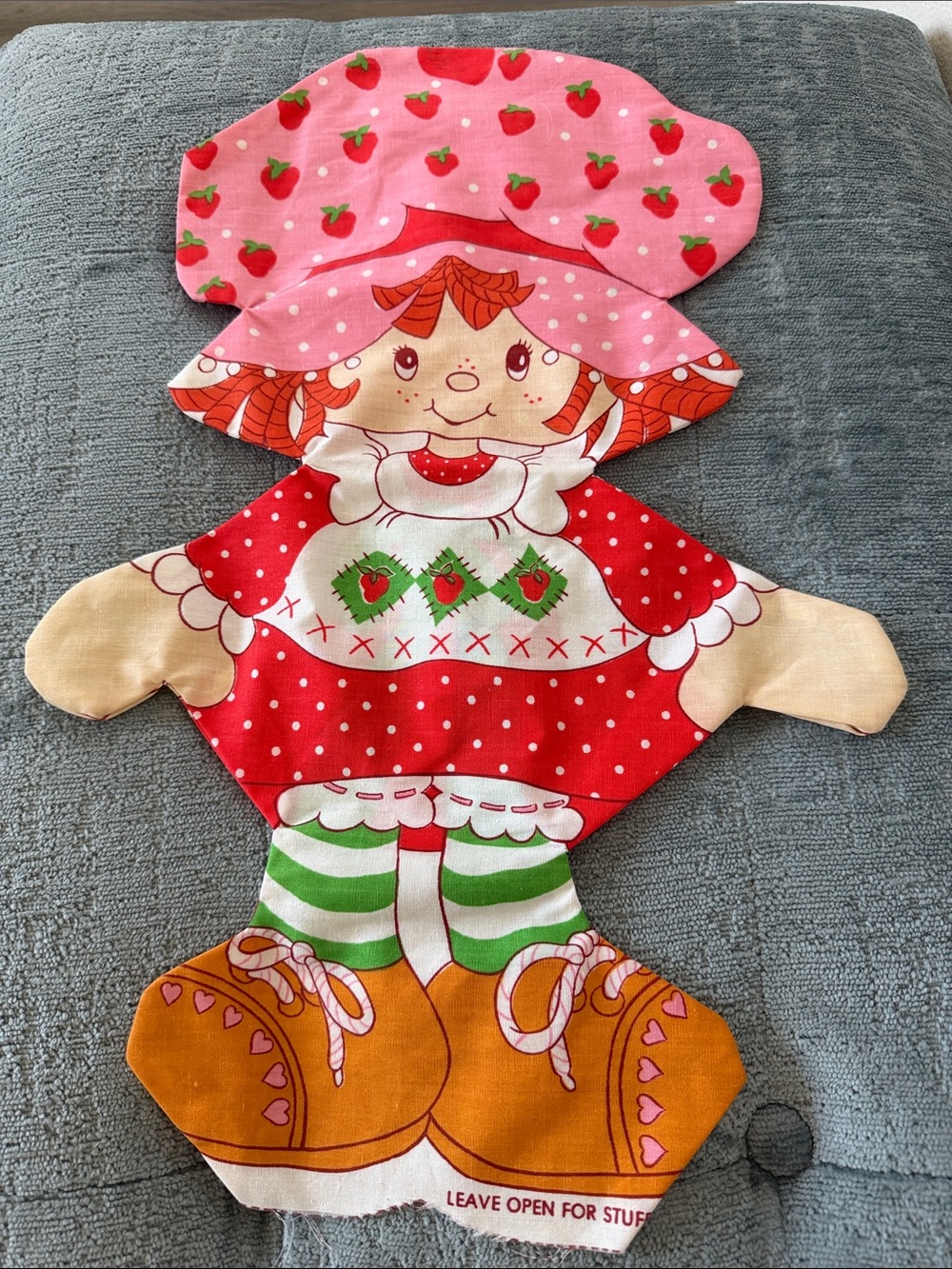 Vintage 1980s Strawberry Shortcake Cut and Sew Unstuffed Pillow Form